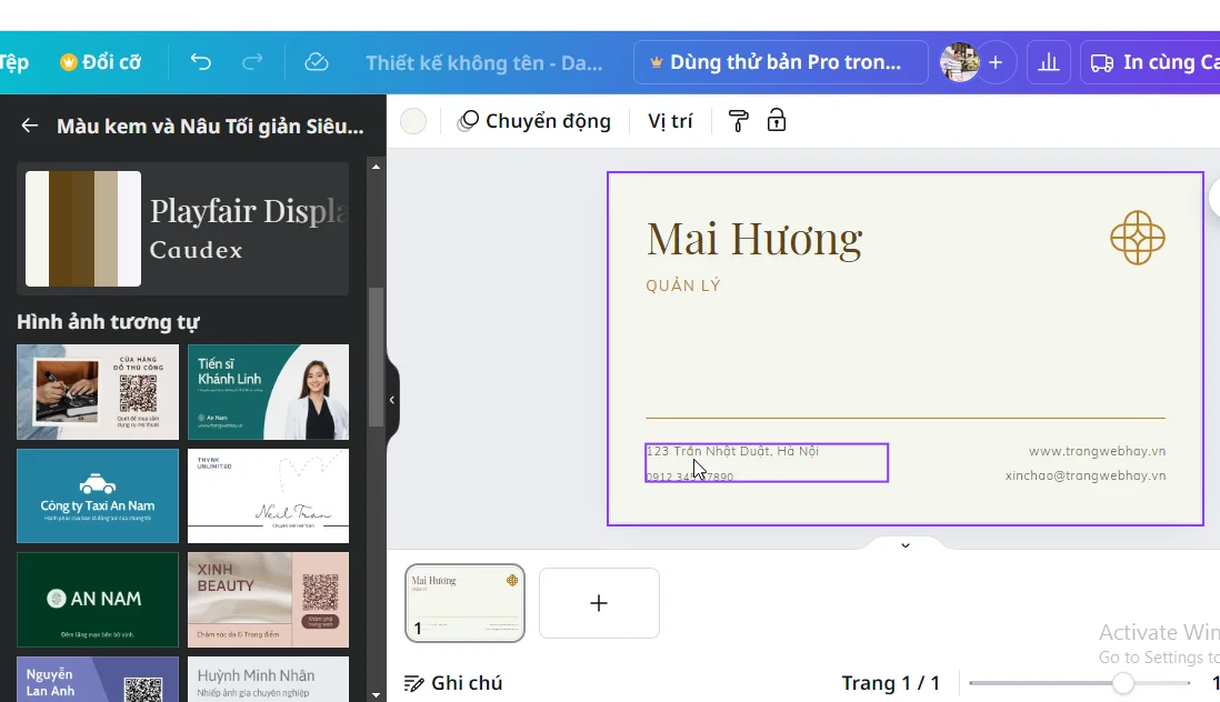 Tạo danh thiếp online-Mẫu thiết kế danh thiếp, card visit online trên Canva